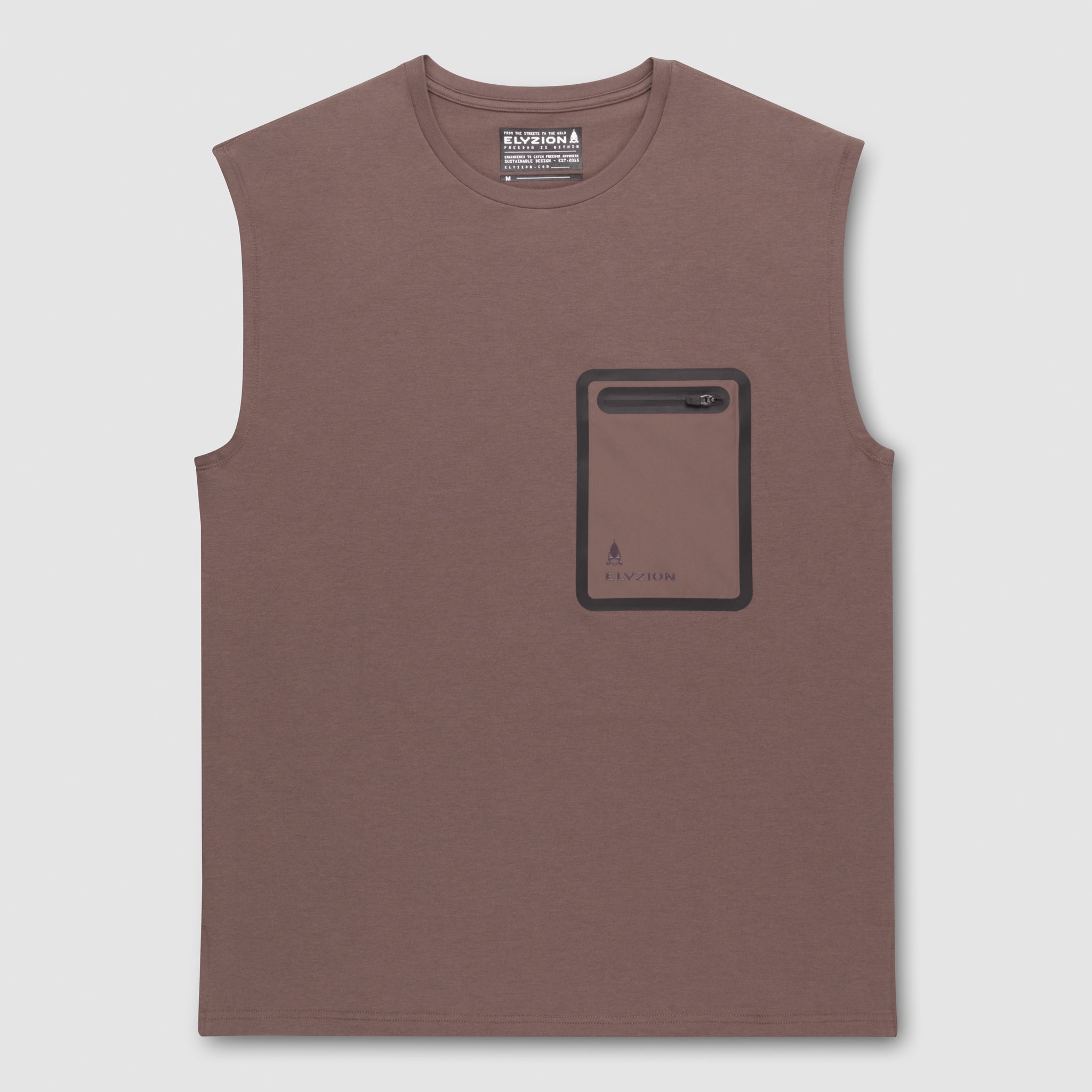 Elyzion "Moero" Sleeveless Cargo T-shirt - Coffee Quartz