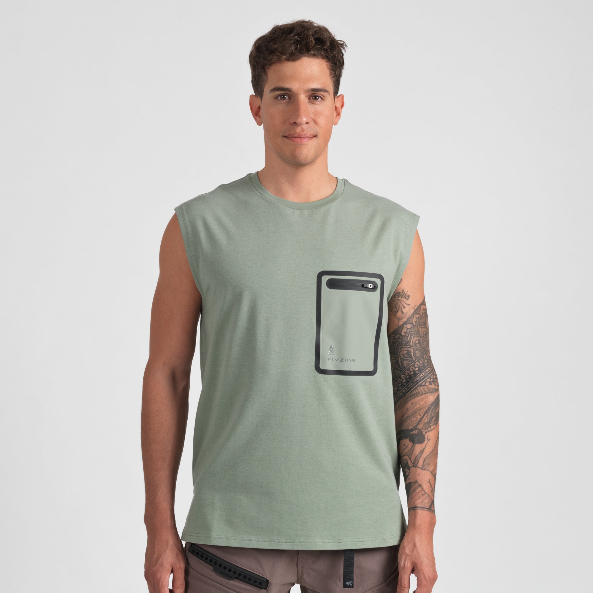Elyzion "Moero" Sleeveless Cargo T-shirt - Oil Green