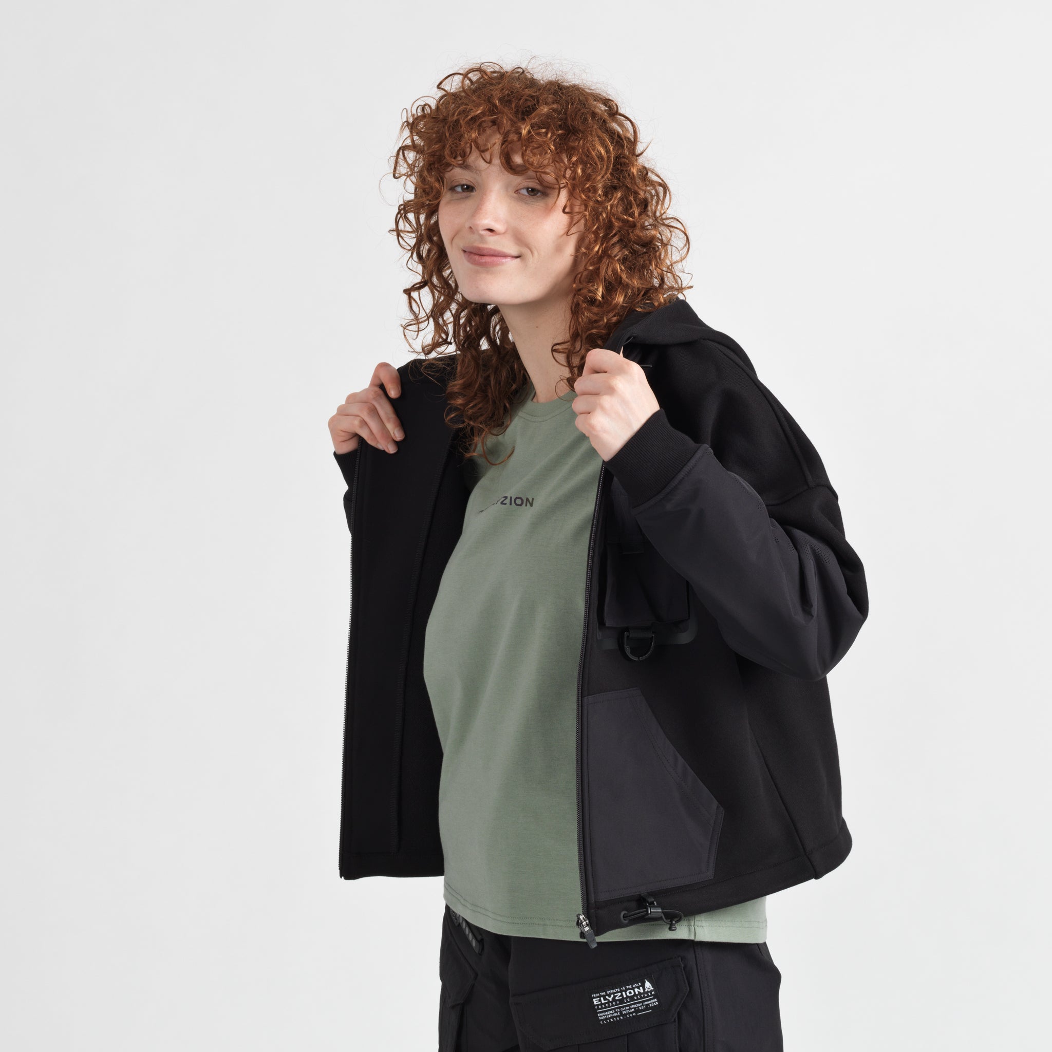 Elyzion "Salinas" Zipped Hoodie - Black