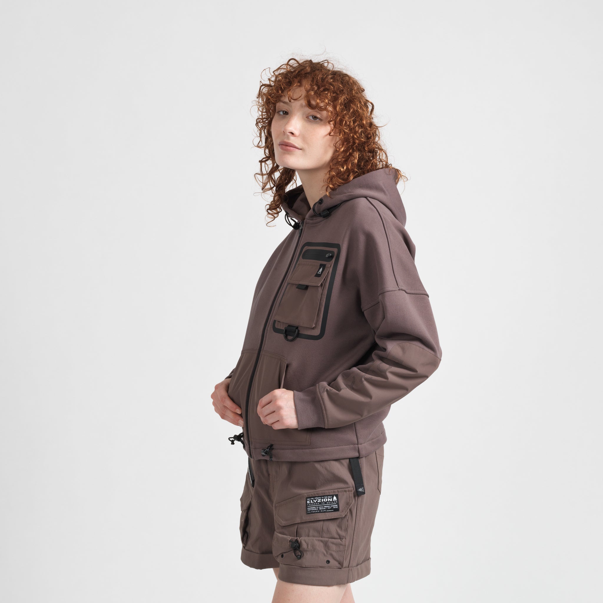 Elyzion "Salinas" Zipped Hoodie - Coffee Quartz
