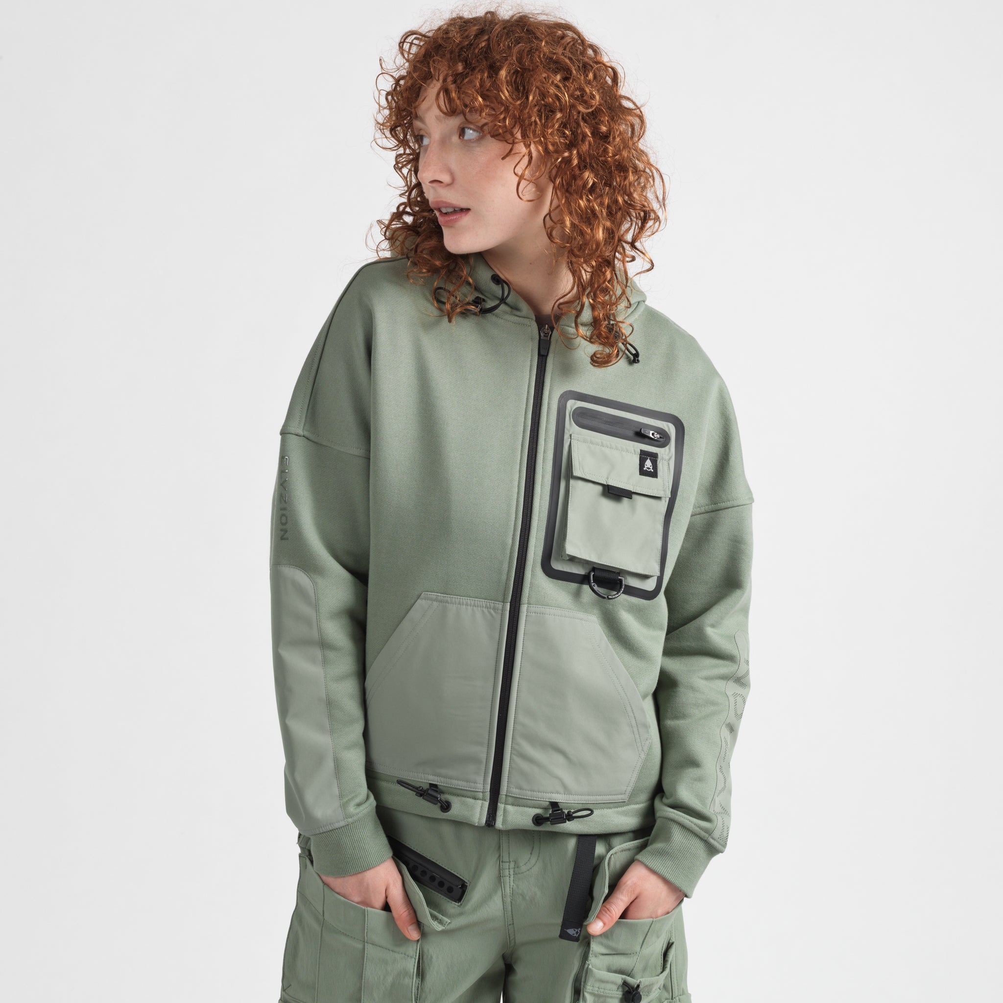 Elyzion "Salinas" Zipped Hoodie - Oil Green