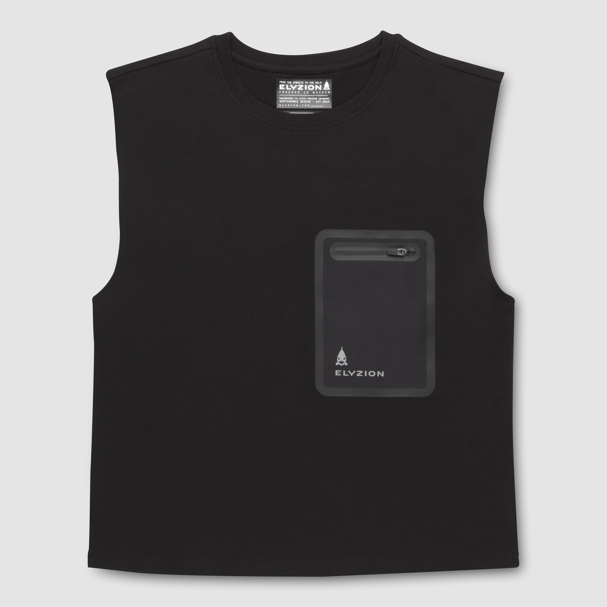 Elyzion "Savannah" Sleeveless Cargo T-shirt - Black