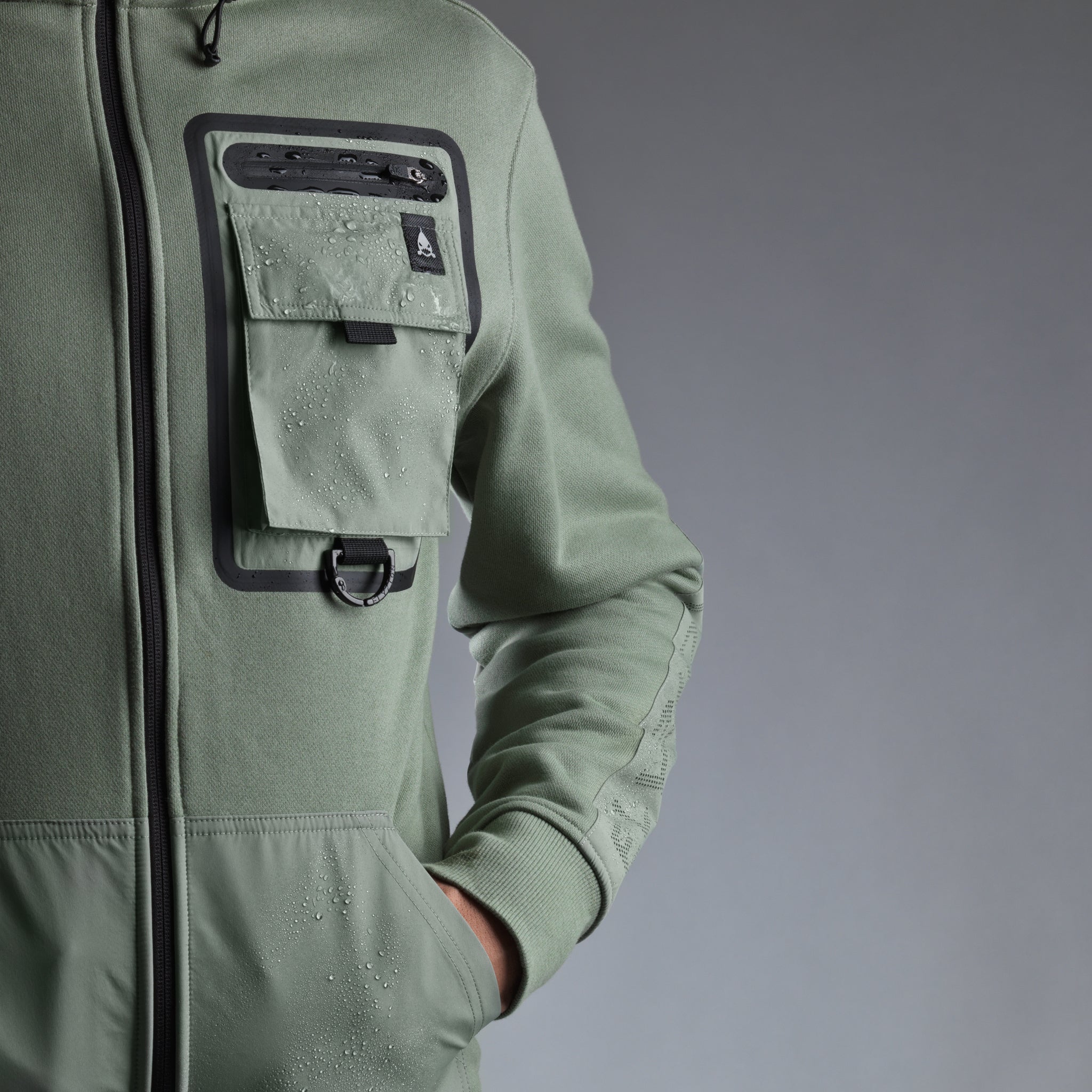 Elyzion "Ulungur" Zipped Hoodie - Oil Green