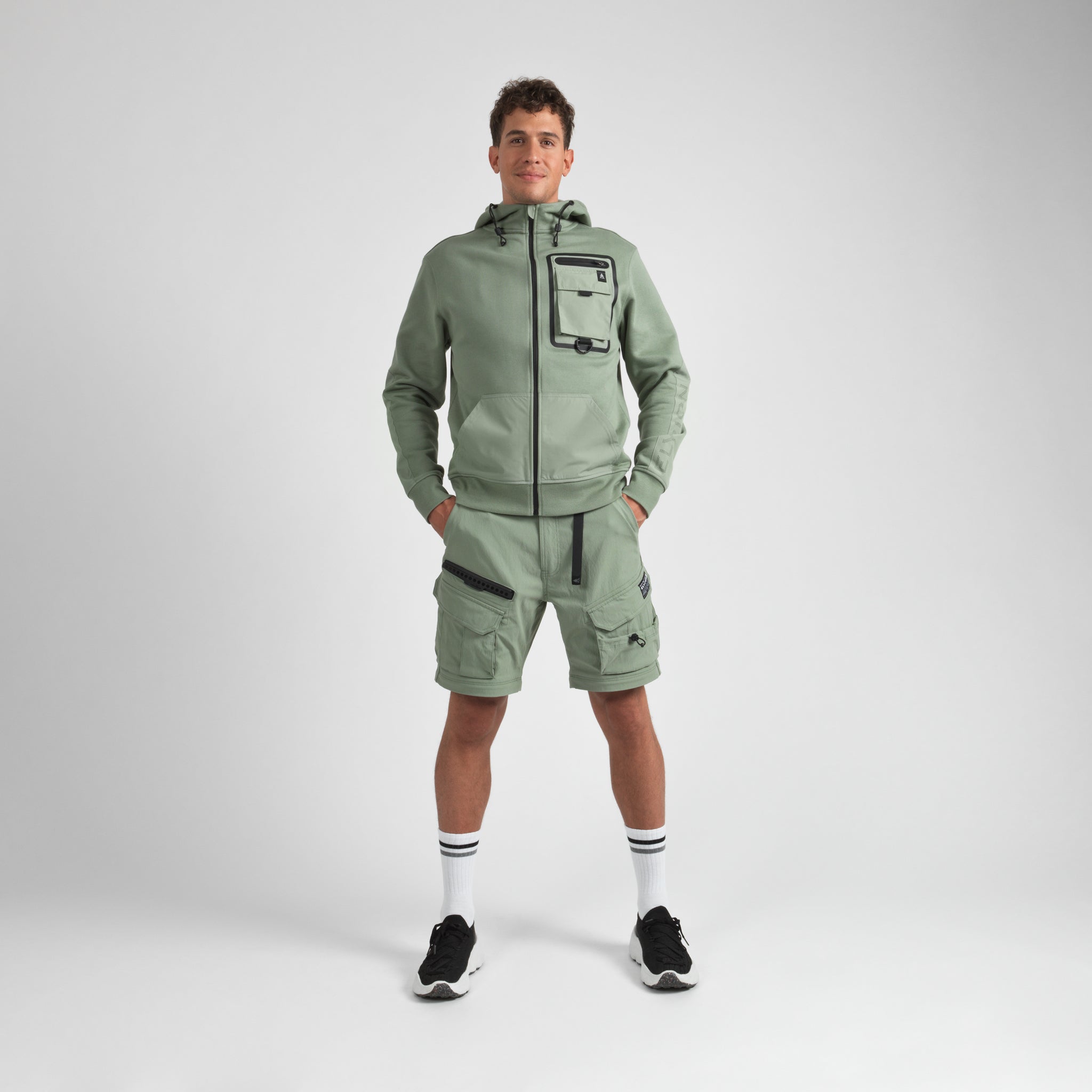 Elyzion "Ulungur" Zipped Hoodie - Oil Green